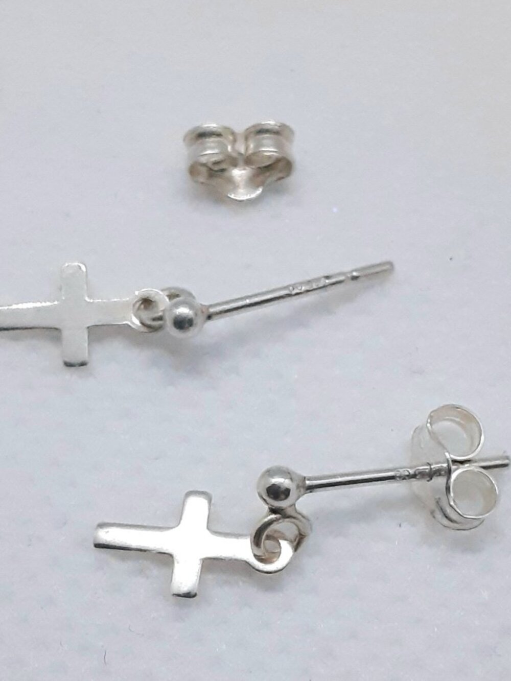 Host Pick!!  NEW Infant sterling silver cross post earrings - Picture 3 of 7